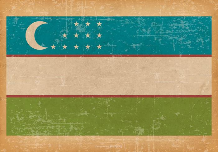 Old Grunge Flag of Uzbekistan vector