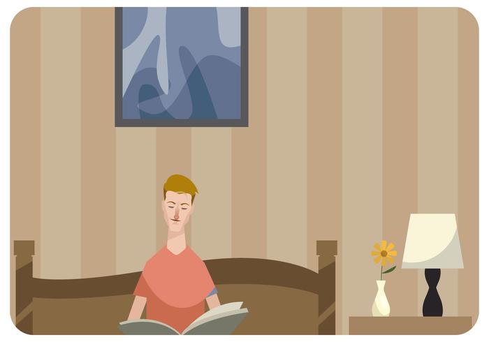 Man Reading a Book in Bed Vector