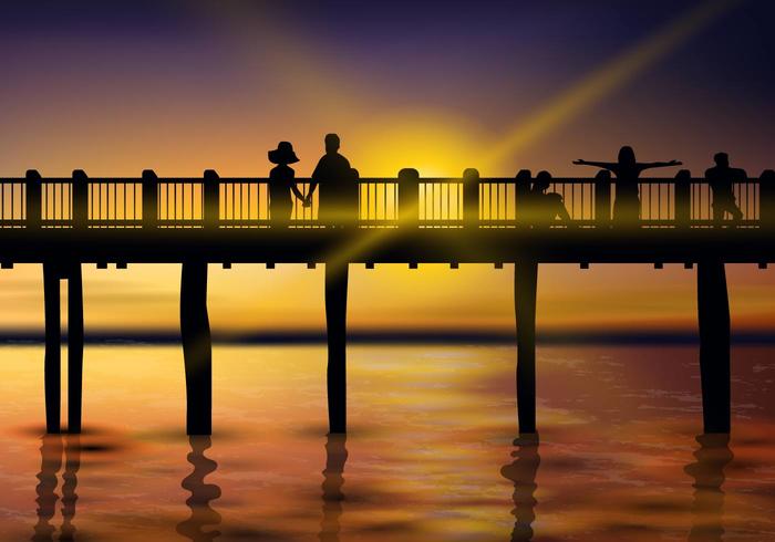 Hermosa Sunset Boardwalk vector