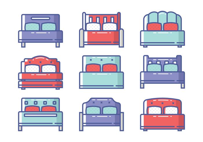 Bed Icon Set vector