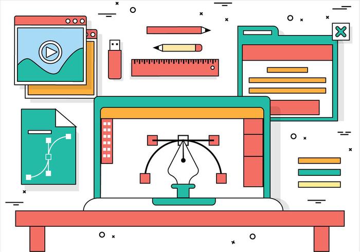Free Flat Design Vector Desktop Elements Free Flat Design Vector Desktop Elements