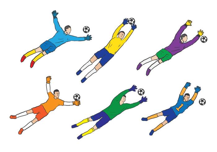 Goal keeper sketch vector set