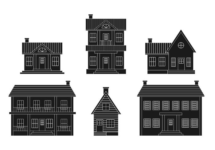 Colonial house vector set