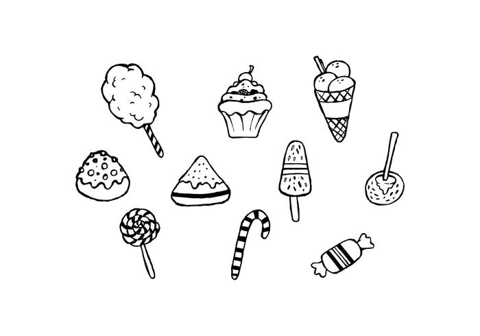 Free Sweet Food Hand Drawn Set Vector 