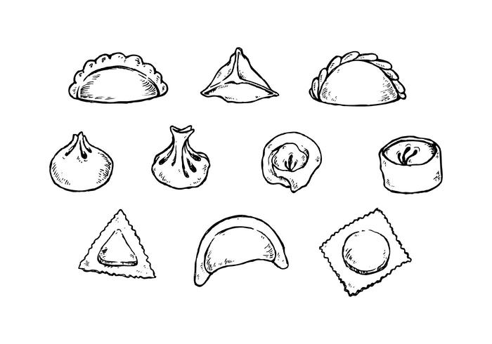 Free Dumplings Hand Drawn Collection Vector