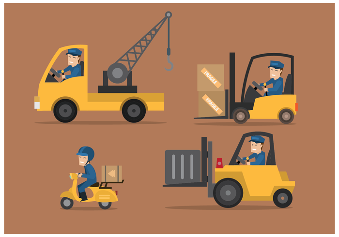 Delivery Man y Movers Vectores Ilustración