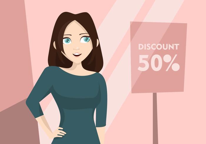 Mujer, compras, Ilustración vector