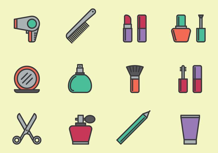 Conjunto de iconos de cosméticos vector