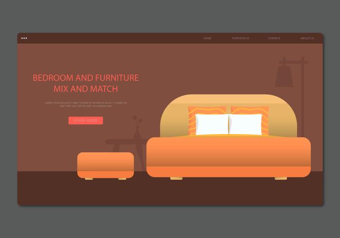 Modern Orange Headboard Bedroom and Furniture Vector