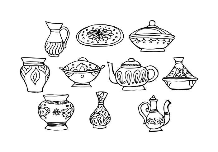 Free Oriental Muslim Dishes Crockery Vector Free Oriental Muslim Dishes Crockery Vector