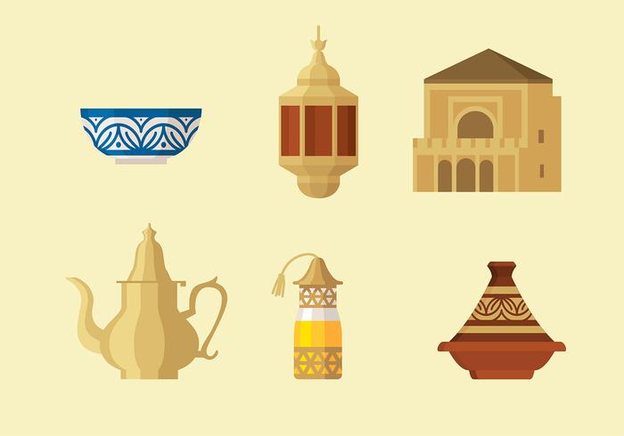 Tajine Moroccan Set Free Vector