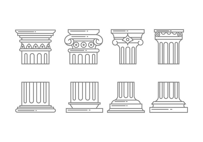 Iconos de columnas romanas vector