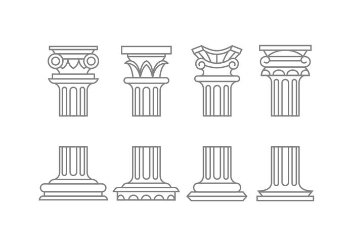 Roman column icons vector