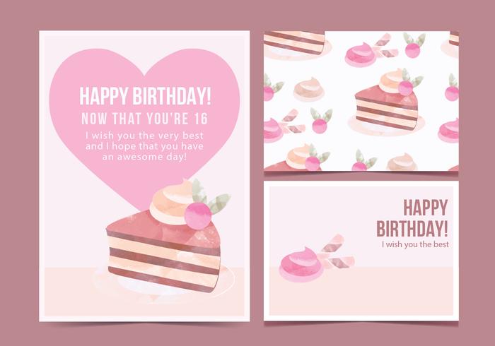 Vector Birthday Cake Card