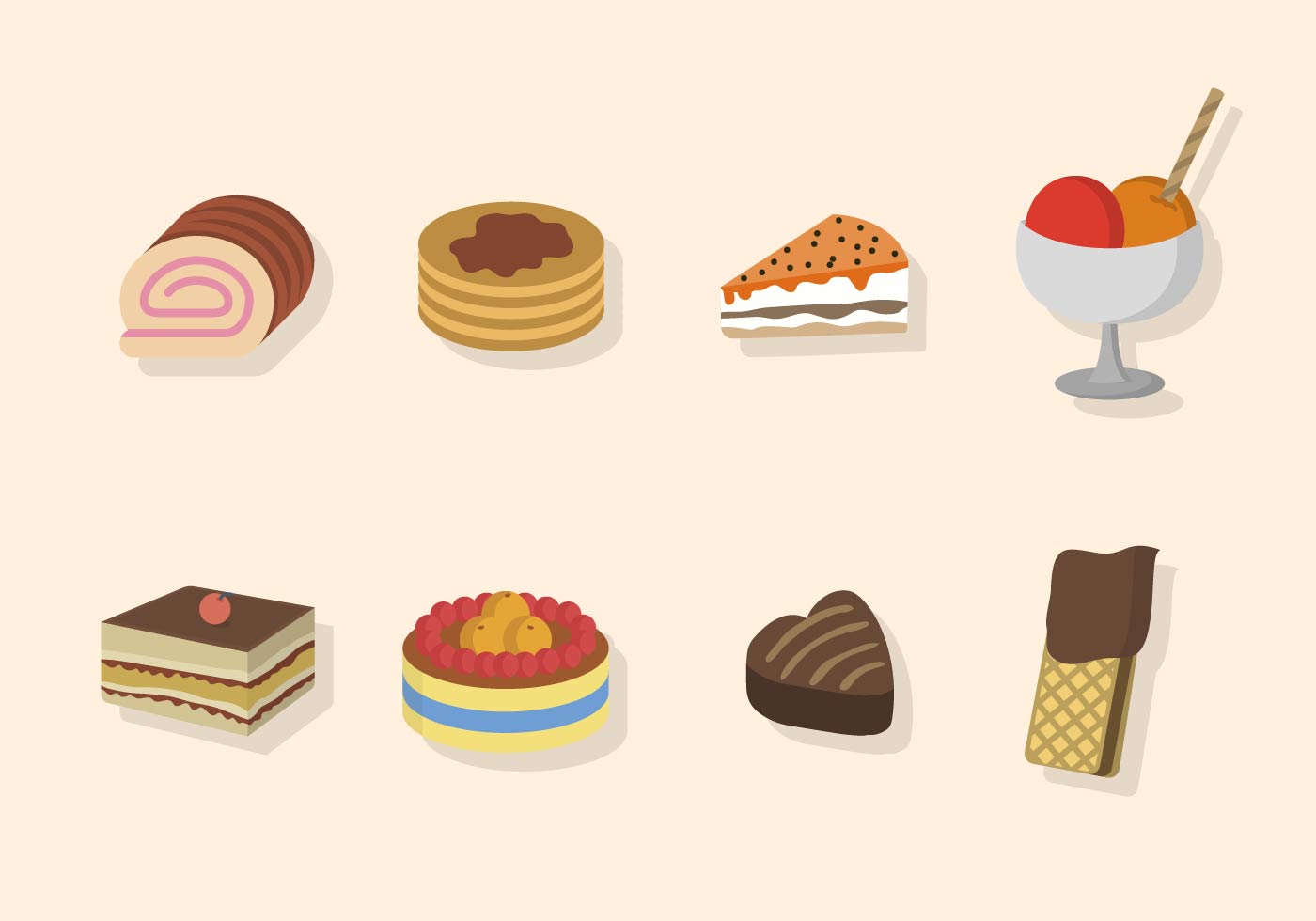 Flat Dessert Vectors 150644 Vector Art at Vecteezy
