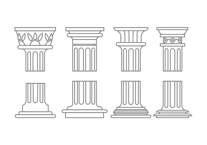 Iconos de columnas romanas vector