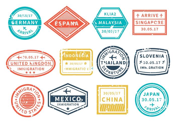 Travel Around World Stamp Vector