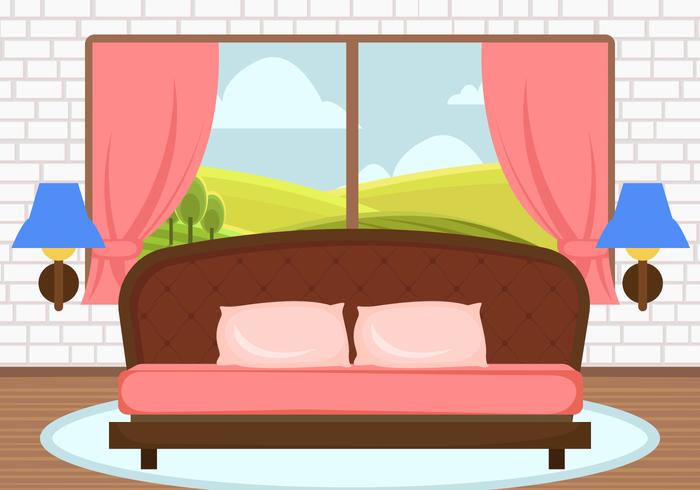 Decorative Pink Bedroom Vector 