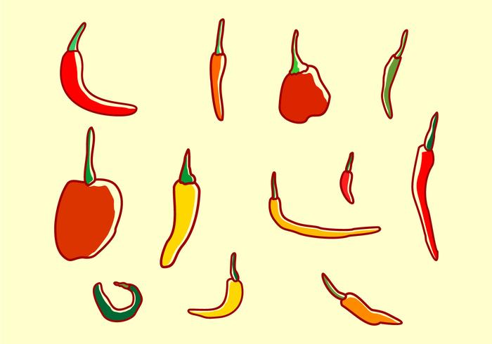 Set Of Chili Peppers vector