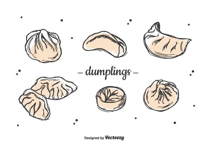 Hand Drawn Dumplings Set vector