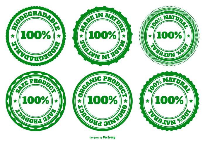 Eco, Natural and Biodegradable Badge Collection vector