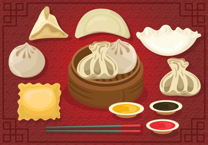 Set Of Delicious Dumplings vector