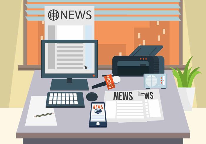 Journalist Desk Vector 