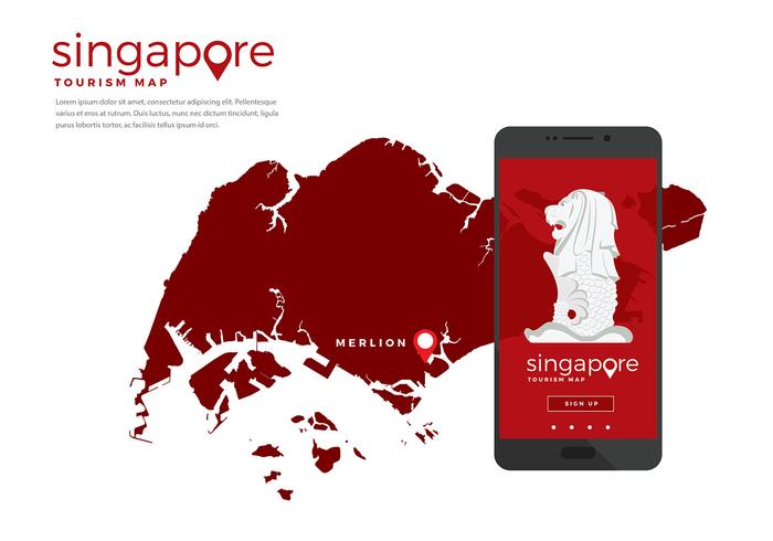 Singapur Mapa de Turismo Aplicación Vector Libre