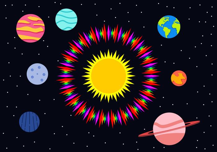 Flat Planets Free Vector