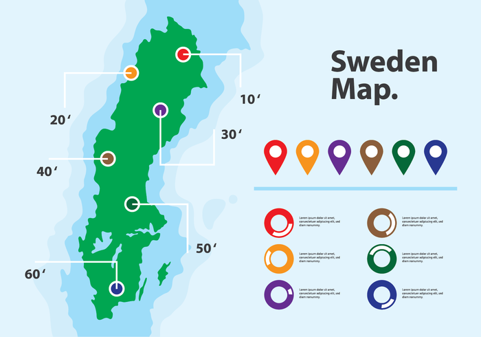 Infografía del vector del mapa de Suecia