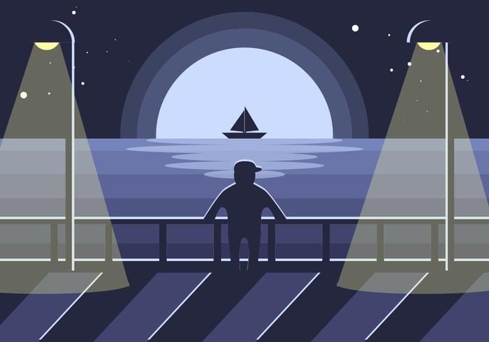 Boardwalk Night Illustration Vector