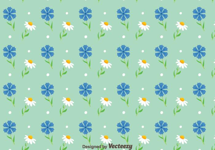 Blubonnet And Camomile Flowers Pattern Vector