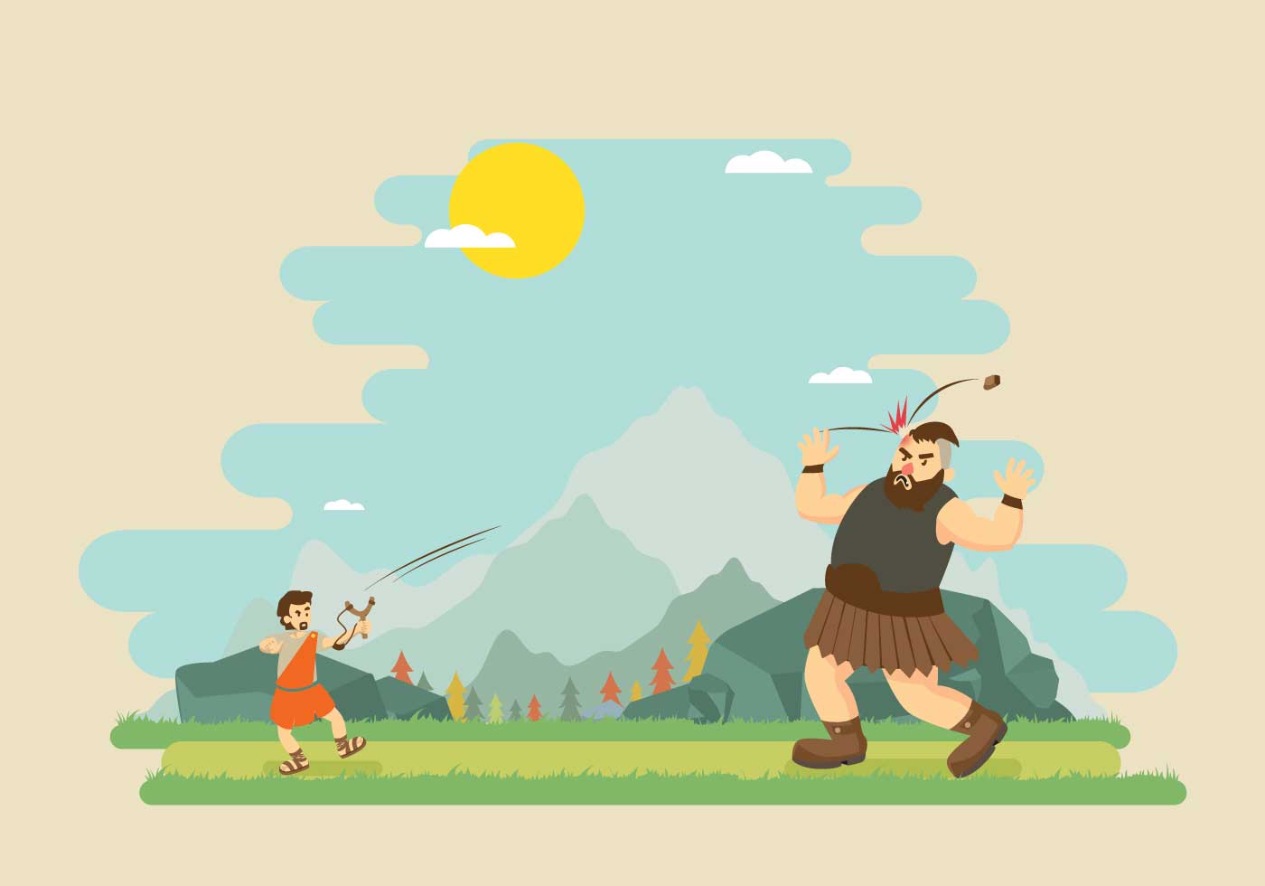 Free David Fighting With Goliath Illustration 150941 Vector Art at Vecteezy