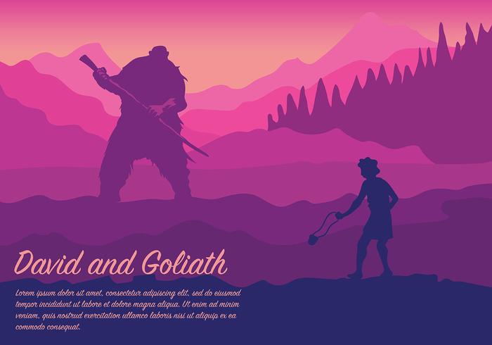David and Goliath Vector Background