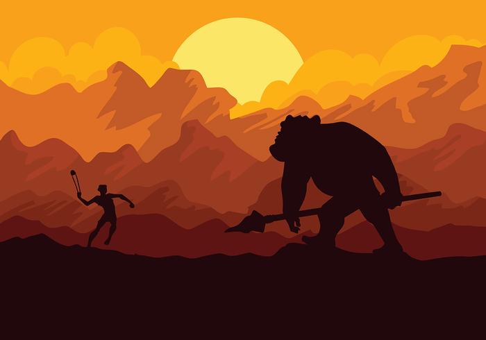 Fondo del vector de David y de Goliath