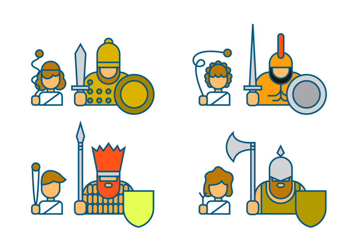 David and Goliath Icon Vector