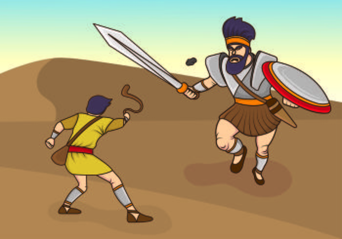 Vector Illustration Of David And Goliath