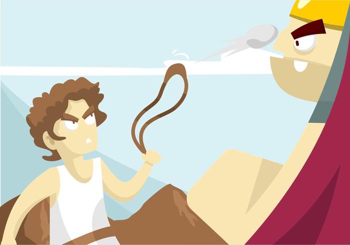 David and Goliath Illustration vector