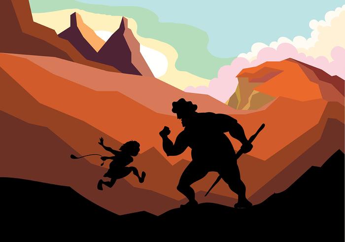 David and Goliath Vector Background