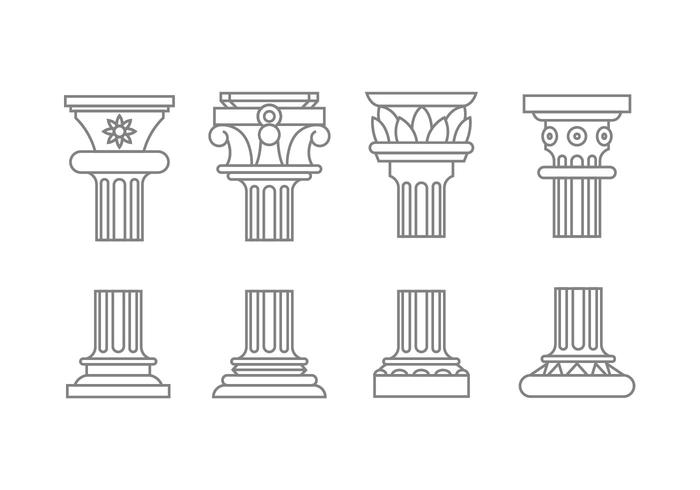 Iconos de columnas romanas vector
