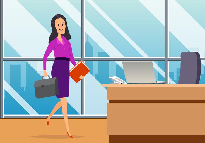 Business Woman In Office Vector 