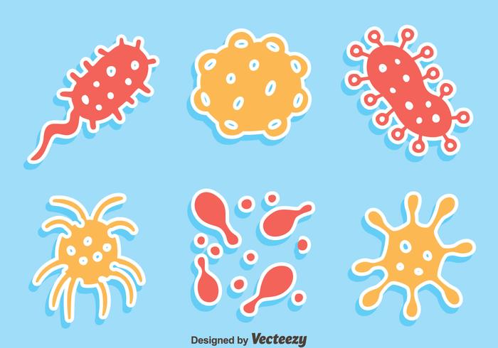 Virus Icons On Blue Vectors