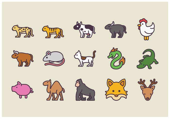 Paquete de vectores del icono del animal