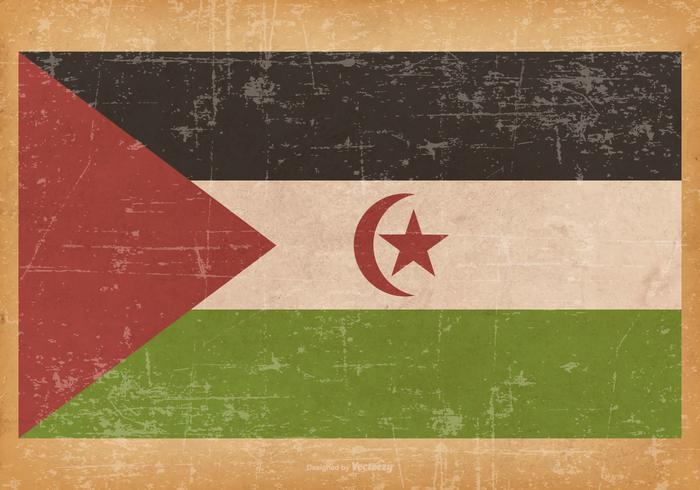 Old Grunge Flag of Western Sahara vector