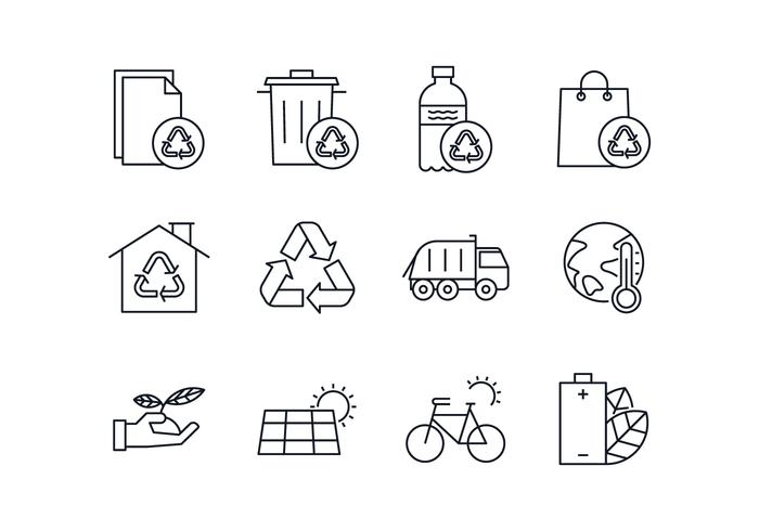 Libre de gestión de residuos y medio ambiente Icon Set vector