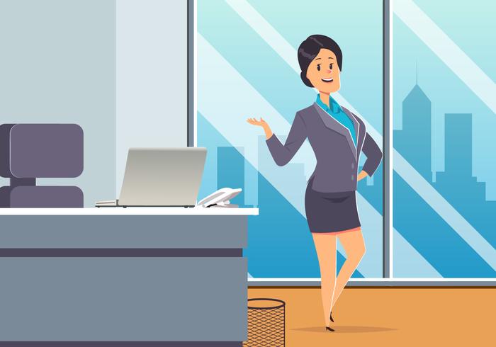 Business Woman At Office Vector