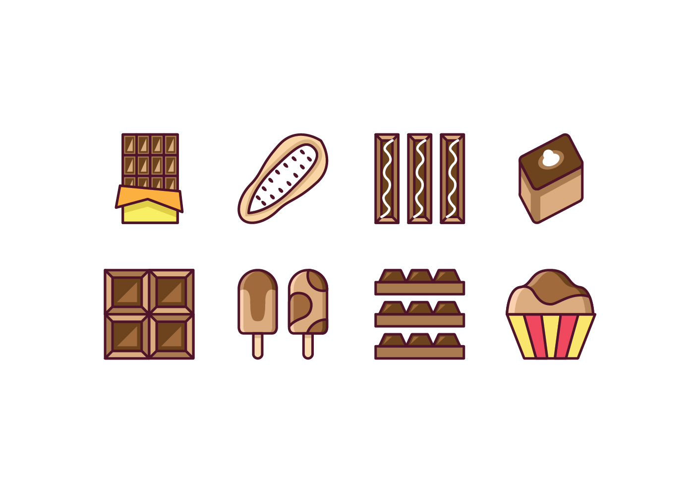 Free Chocolate Icon Set 151134 Vector Art At Vecteezy