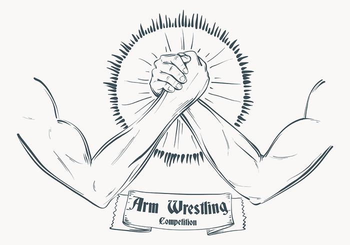 Sketched Arm Wrestling Ilustración Plantilla vector