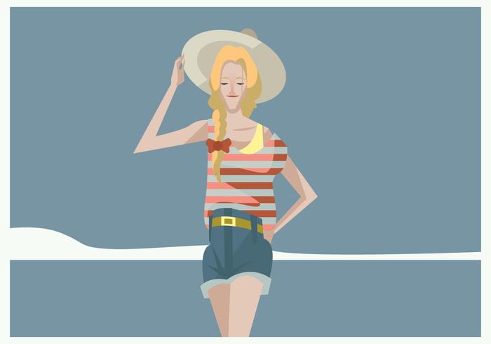 Hipster Chica con trenzas y Hat Vector