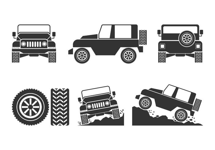 Offroad, coche, vectores, Conjunto vector